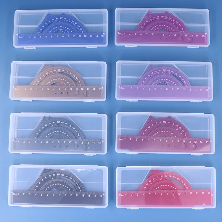 Индивидуальные цветные канцелярские принадлежности, математические наборы, линейка-транспортир, Геометрическая Алюминиевая линейка, набор школьных принадлежностей для студентов