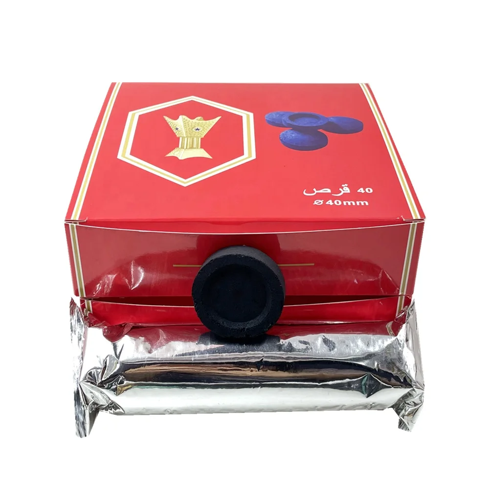 YKS Best Selling Low Ash High Quality 40mm Round Briquettes Hookah Shisha Charcoal Incense Coal