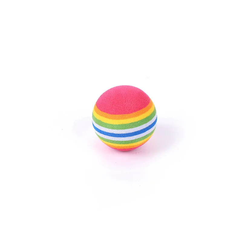 Super Q Striped Foam Ball Cat and Dog Toy Eco-Friendly Plastic and EVA for Play and Playfulness Rainbow Colored Pet Toy