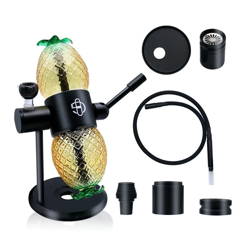 Wholesale custom logo shisha hookah accessories 360 degrees pineapple ROTATING glass Gravity Hookah