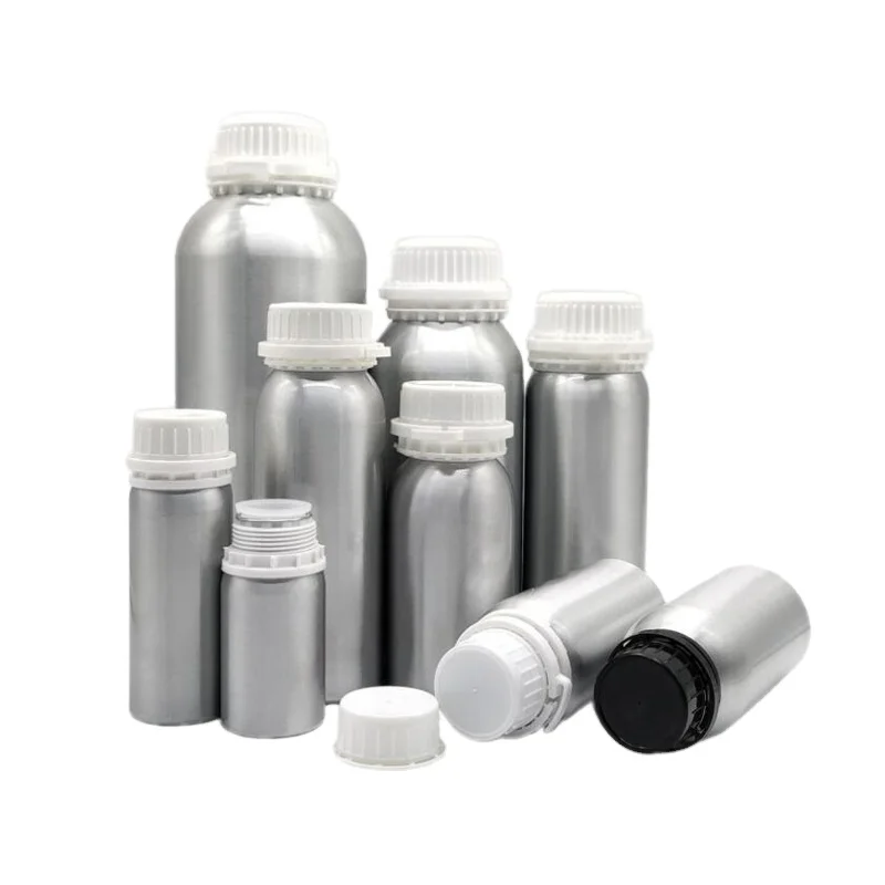 wholesale Industrial Aluminum Bottle for essential oils, flavors, solvents and related products with PP tamper evident screw cap
