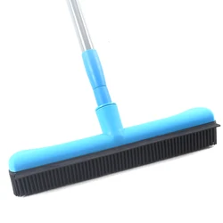 Hardwood floor tile pet hair removal rubber broom with squeegee
