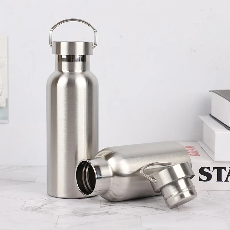 500ml 750ml  Customizable Big Black 304 Food Grade 18 10 Stainless Steel Water Bottle With Personal Logo