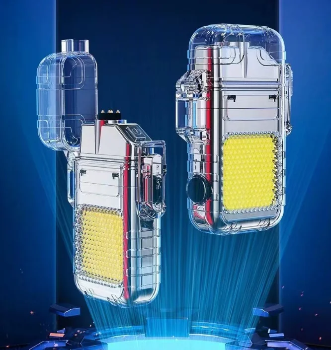 GARIDA Windproof Double Arc Cigarette Lighter Transparent Body Lighter USB Plasma Lighter with Light GEEB-012
