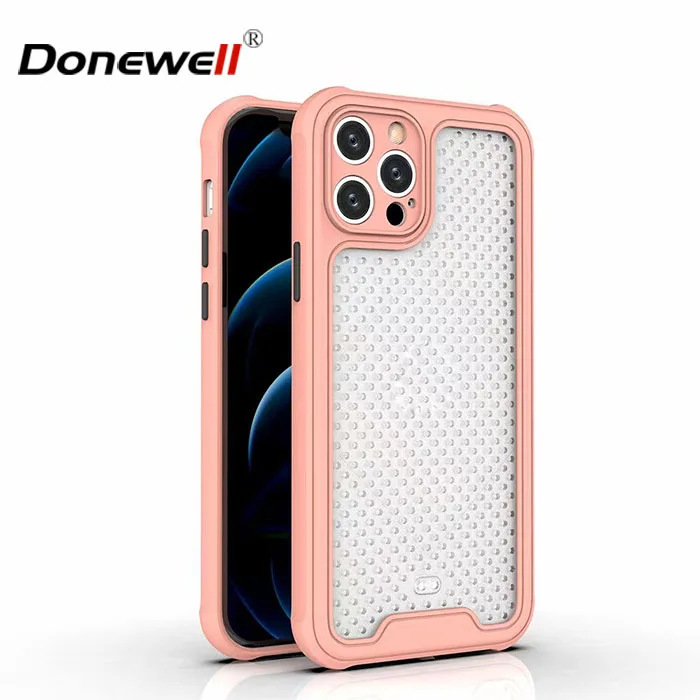 
Skin-Friendly Net Back Shockproof Frame Hybrid PC TPU Cell Phone Cover Case for iPhone 