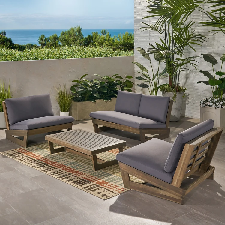 Free Shipping Within US Outdoor Garden Furniture 4 Seater Chat Set with Coffee Table
