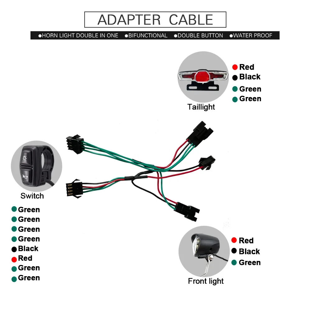 Electric Bike Light Front and Back Rear Carrier Electric Bicycle Safety LED Headlight  Rear Tail Light