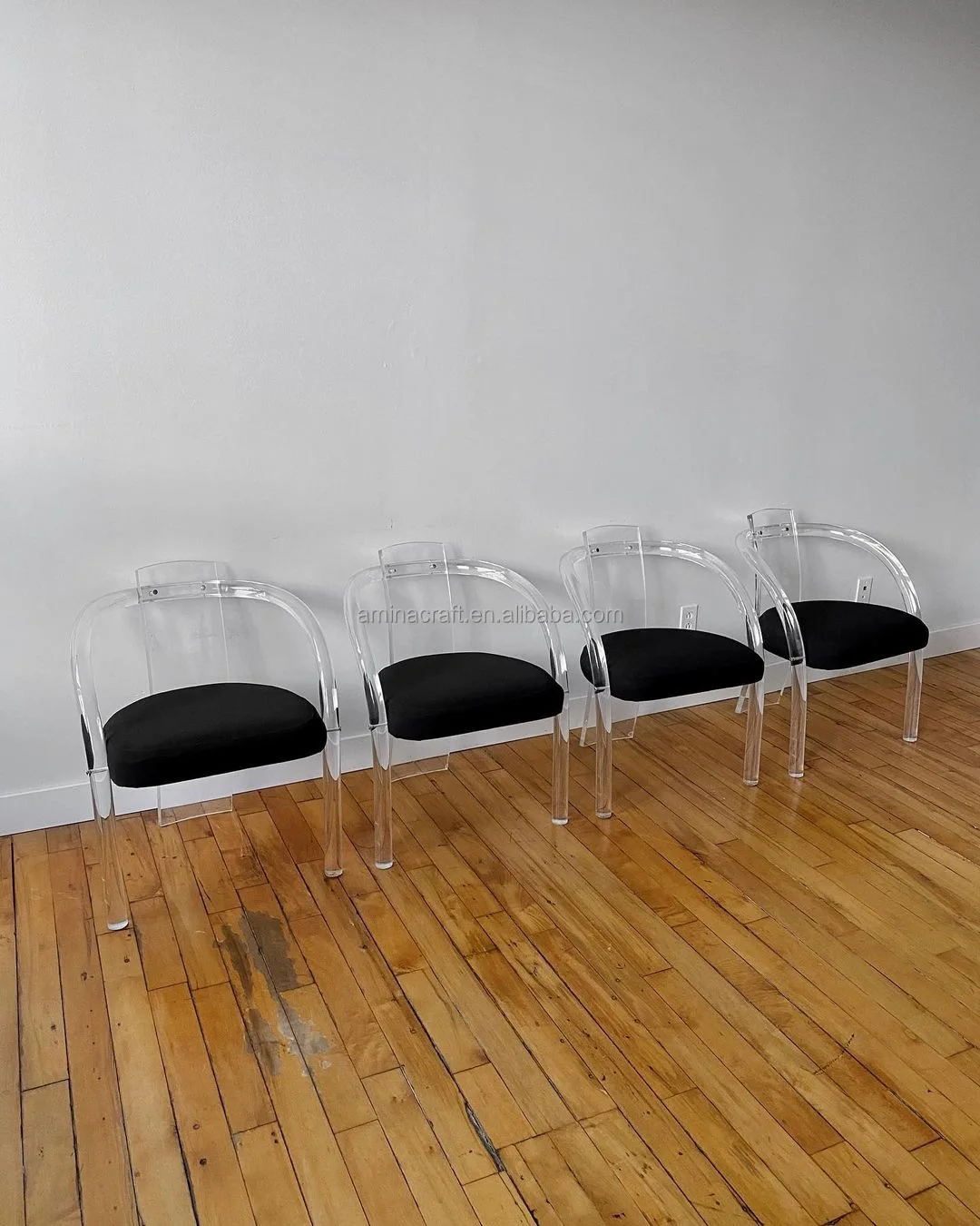 Amina Craft New design clear acrylic dining chair light weight clear acrylic wedding chair with cushion