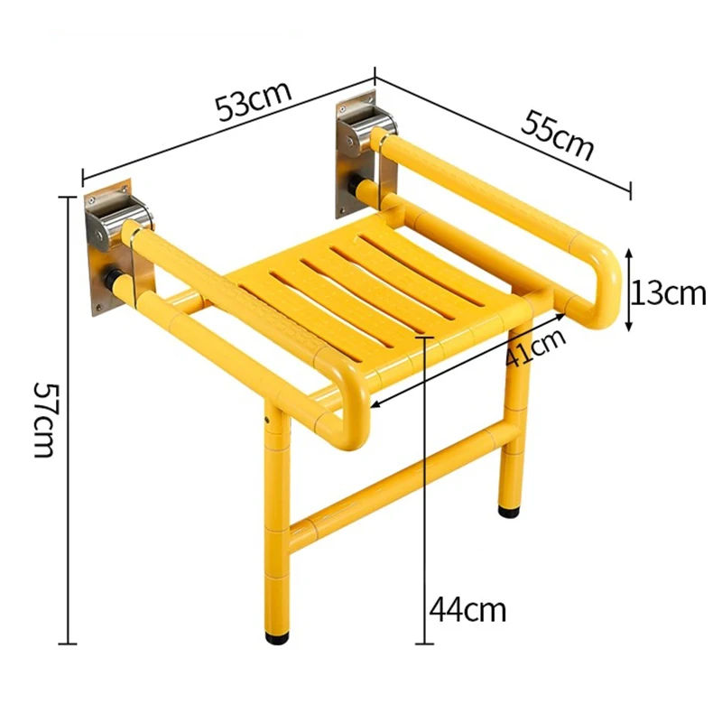 High Quality Factory Nursing Home Bathroom Shower Wall mounted bathroom Stool With Support leg foldable Shower Chair