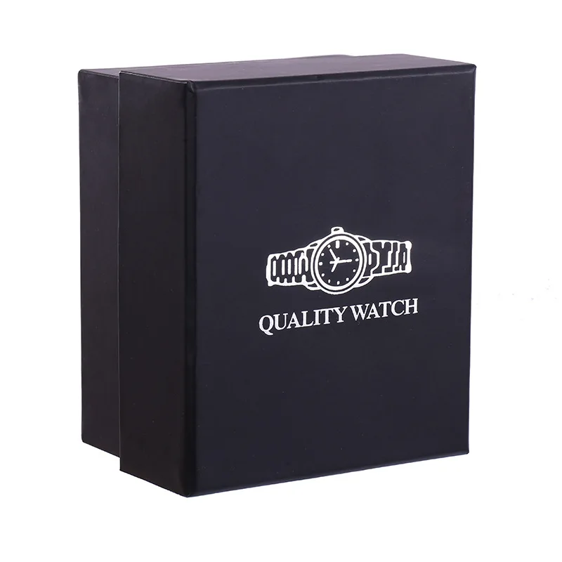 Cheaper Black  Paper Cardboard Watches Box Packaging For Men Wholesale With Velvet Pillow Customize Logo