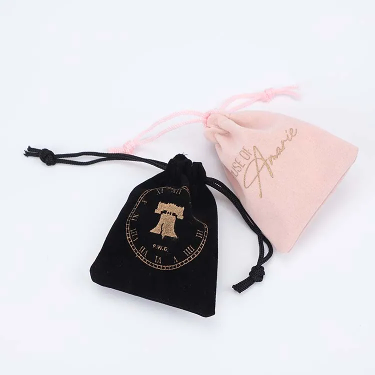 High Quality Black Velvet Jewelry Pouches Packaging Custom Color Size Velvet Packaging Pouches for Jewelry
