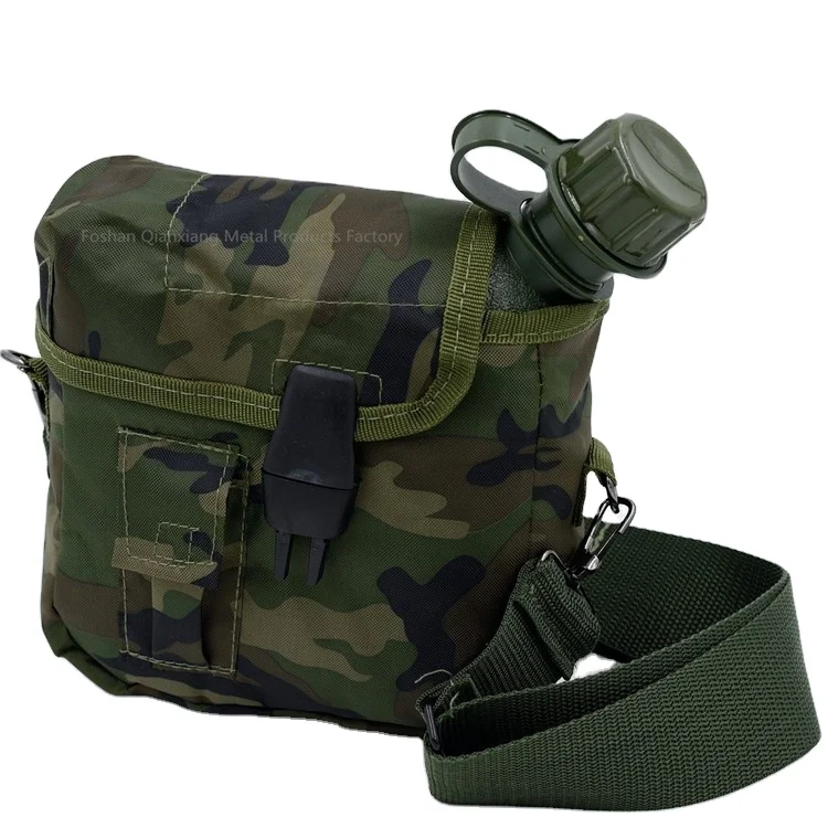 2L square shape field kettle customized camouflage drinking water bottle for  outdoor hiking climbing