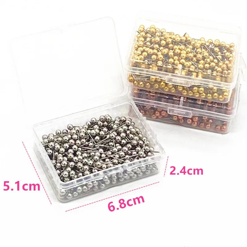Wholesale 200pcs/set Diy Round Pearl Head Pins Colors Straight Quilting Needles Sewing Crafts Pins With Box