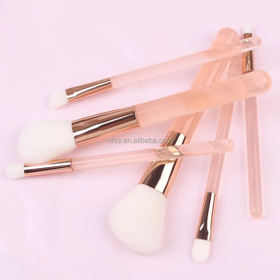 New Low Moq Custom Beginners Make-Up Brushes Kit Carry On Pink Purple Cosmetic Synthetic Hair 6Pcs Makeup Brush Set