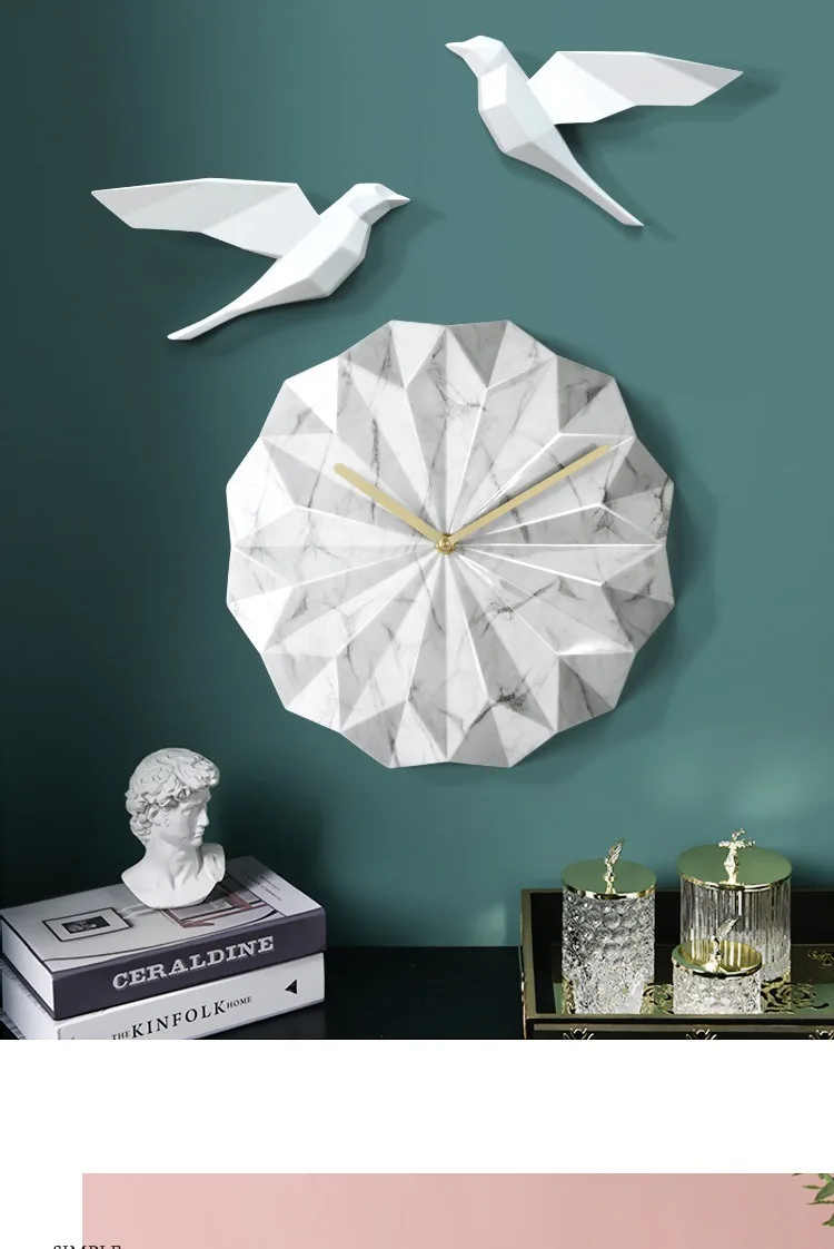 Fashion Luxury resin Clock Living Room Creative and Wall Clock Home Decoration Art Clock handmade use polished