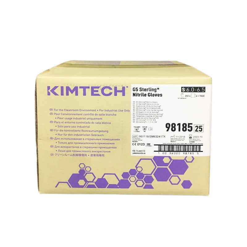 Оптовая продажа 10 дюймов Kimtech G5 перчатки Kimberly Clark резиновые нитриловые чистые 98187 л Размер
