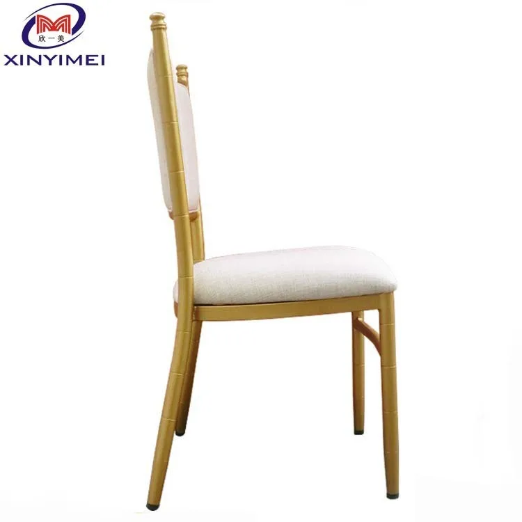 Factory custom embossed indentation bamboo chair aluminium alloy banquet hotel dining chair upholstered Metal chiavari chair