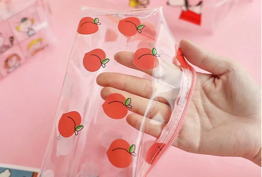 custom logo transparent PVC Toiletry Portable  Clear Cosmetic Makeup Carry Pouch Printed Waterproof Zipper Bags for Vacation