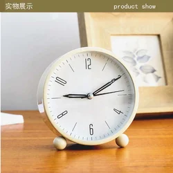 Alarm Clock 4 inch Round Silent Analog Alarm Clock Non Ticking with Night Light Battery Powered Super Silent Alarm Clock