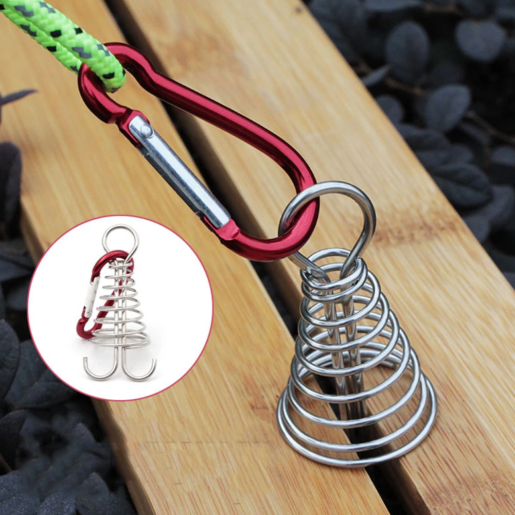 New outdoor tool outdoor camping board peg with keychain carabiner clip hook lock buckle stainless steel octopus deck peg