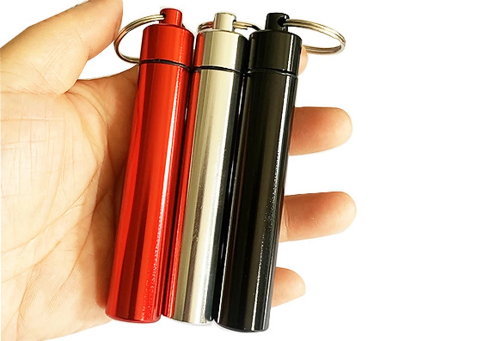 97*17MM Aluminum Toothpick Holder Portable Toothpick Case Keychain Waterproof Pill Box