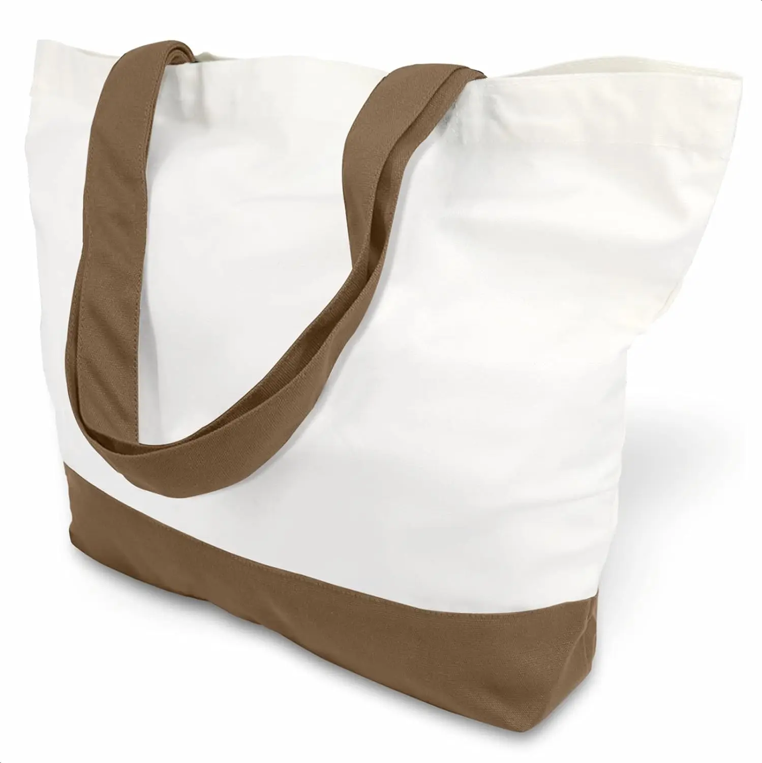 Wholesale Large 12oz Cotton Canvas Reusable Grocery Shopping Fashionable Two-Tone Cloth Blank Tote Bags