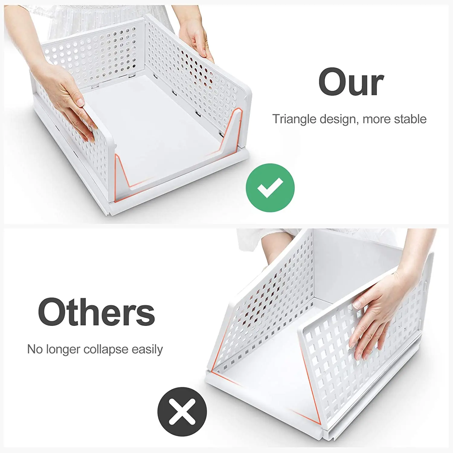 Amazon Hot Selling Stackable Foldable Plastic Basket clothes Storage boxes Drawers For Clothes Cabinet
