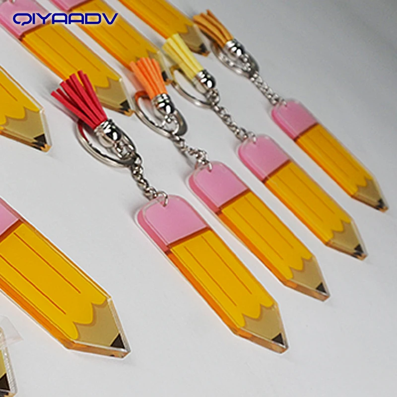 Teacher Appreciation gifts Pencil Acrylic Tassel Keychain