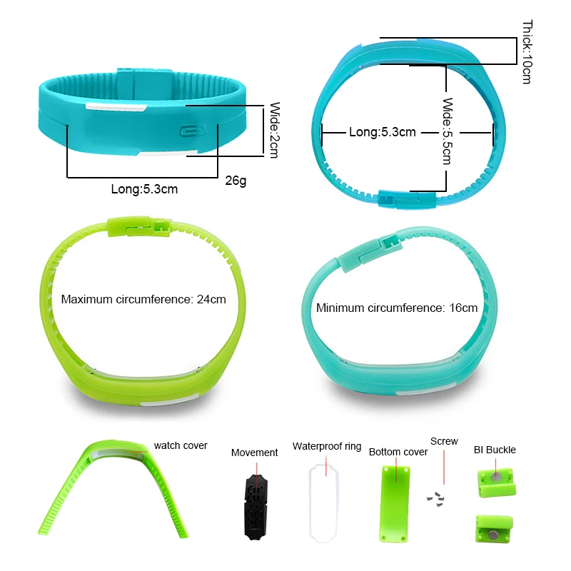 Silicone rubber unisex LED wrist bracelet digital wristwatch touch screen LED bracelet sport watch