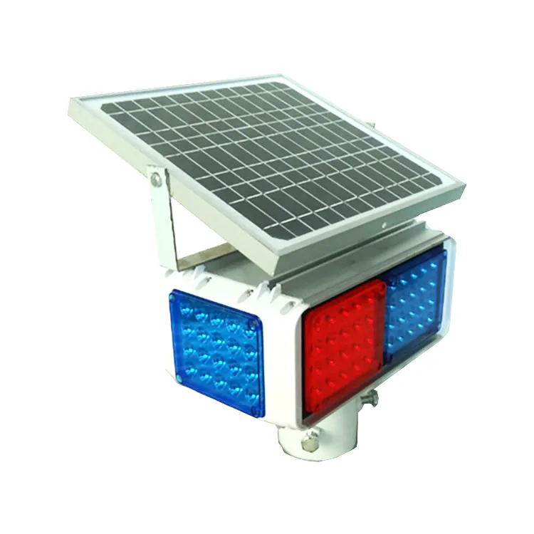 12V Rechargeable LED Solar Strobe Light Waterproof All Sides Traffic Lights Outdoor Red and Blue Flashing Warning Lights
