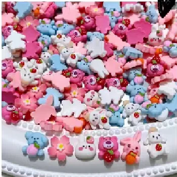 2023 Korea Kawaii Bear Rabbit Elephant Cat Flat Back Resin Cabochon For Hair Bow Center DIY resin charms