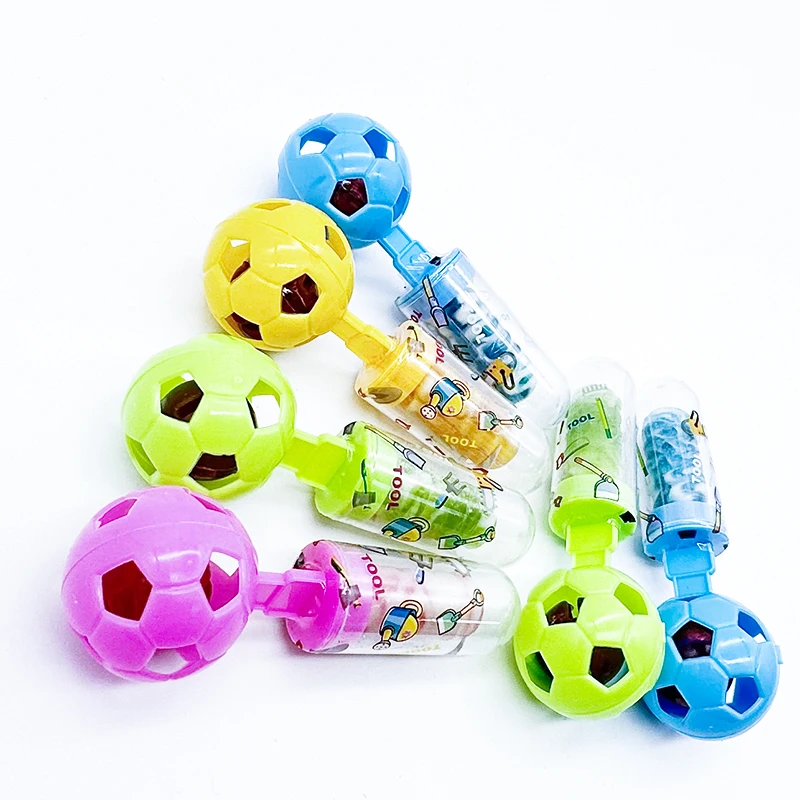 china high quality hand clap candy toys so funny Football bell foot shaped candy manufacturer and lollipop toy for children