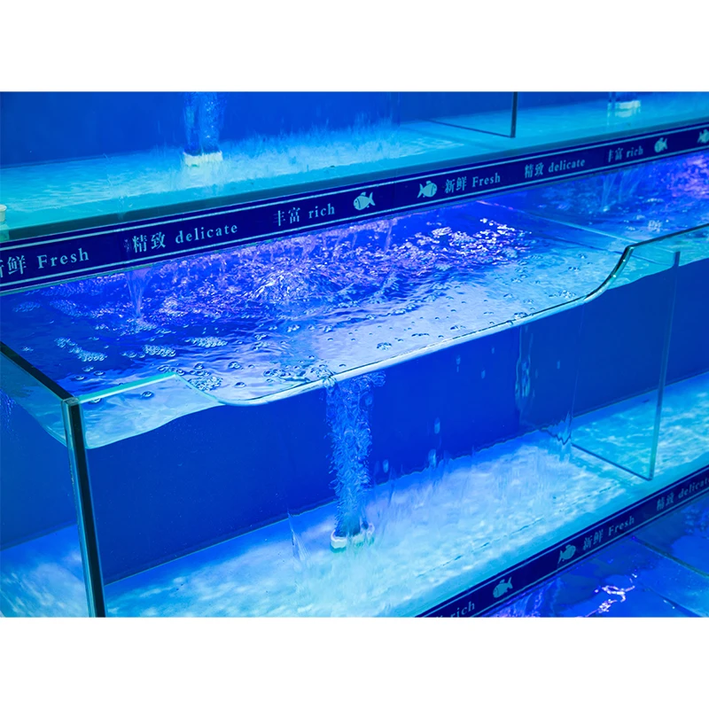 Supermarket restaurant 1.5hp chiller seafood blue lobster tank fish live seafood tank live aquarium systems fish tank display