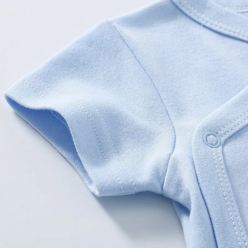 Wholesale Stock Solider Cotton Short Sleeved Round Neck Jumpsuit Baby Crawling Clothes For 0-1 Years Infant Bodysuit Clothes