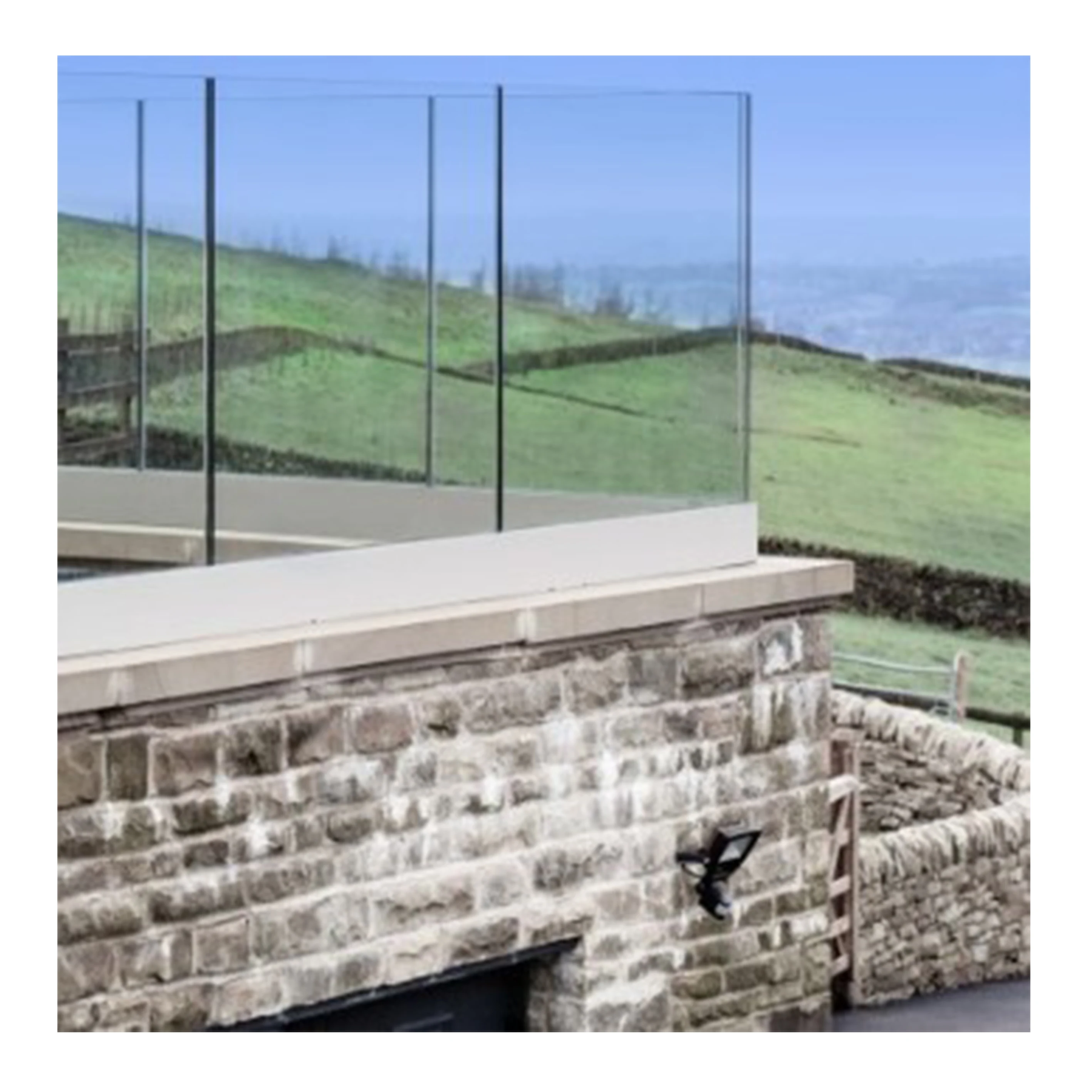 Wholesale Cheap Customized New Style outdoor Frameless Balustrade Balcony Railing Staircase Aluminum fence U Channel Glass Rail