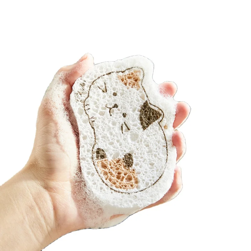 Compressed Cartoon Skim Magic Dishwashing Rice Milk Sponge Kitchen Cleaning Cloth