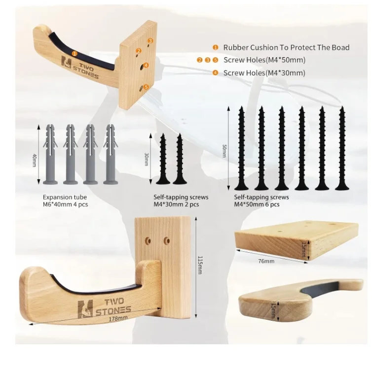 Indoor Surfboard Storage Racks Surfboard Wall Hanger for Long Boards and Short Boards