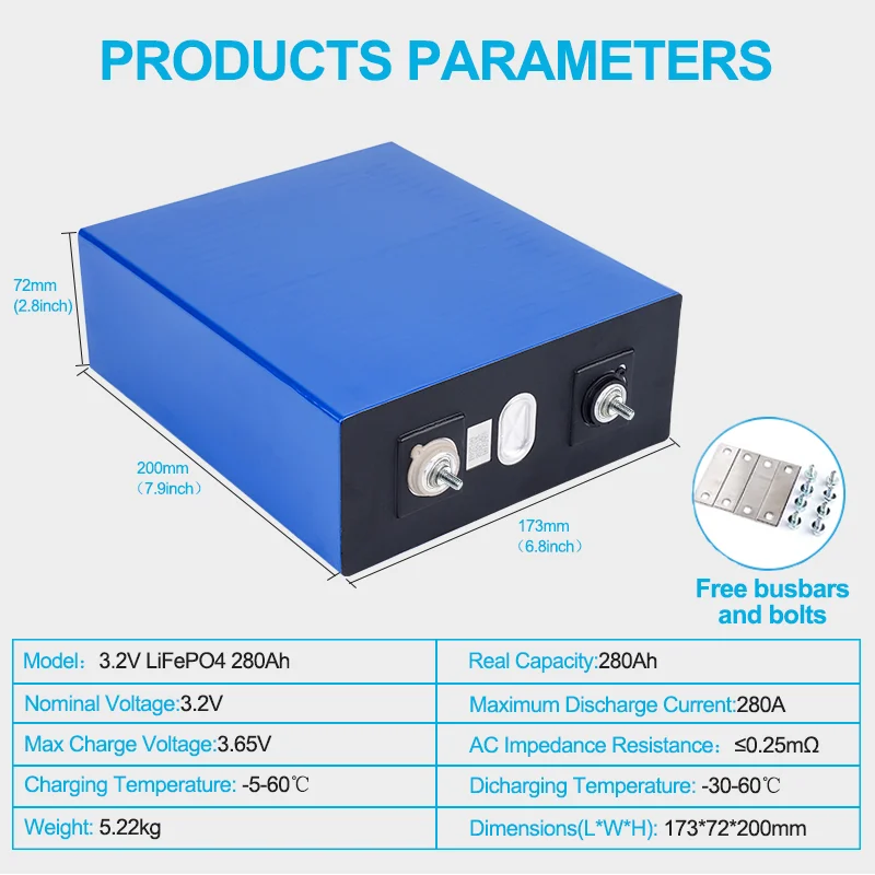 US EU Stock 4pcs 16pcs Rechargeable Lithium ion battery Lifepo Batteries Grade A 3.2v 271ah 280ah Lifepo4 with Stud