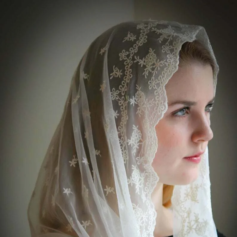 2022 European and American bridal wedding with pullover yarn lace veil scarf mesh scarf head scarf