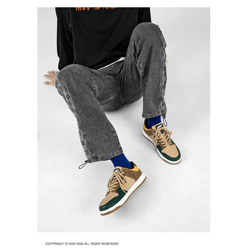 sh10886a China manufacturer high quality skateboard sneakers flat sole green men casual shoes