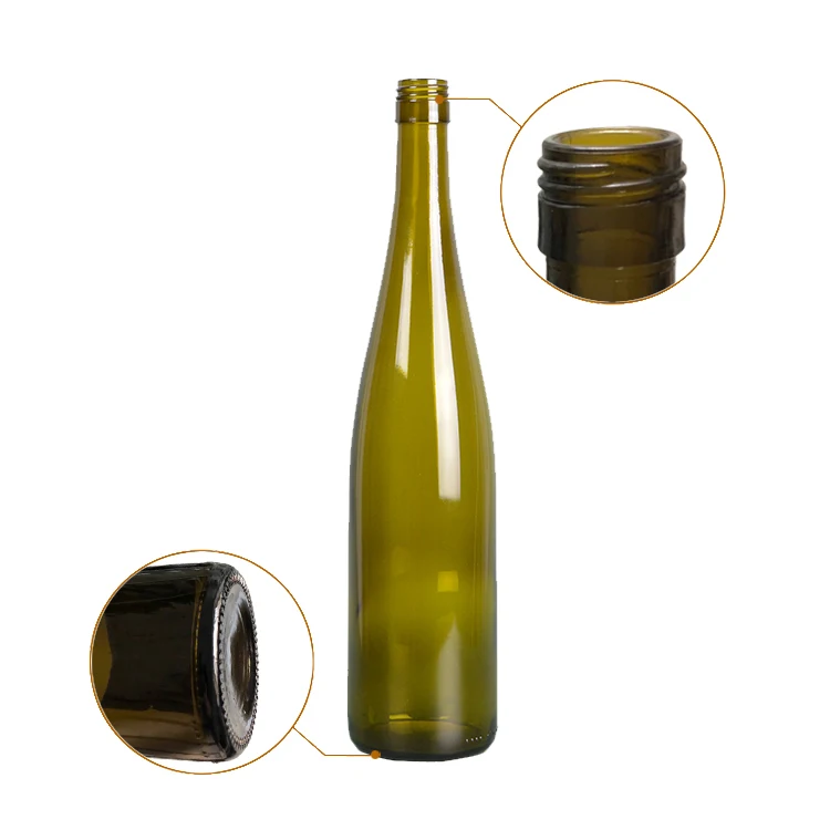 Cheap 750ml Rhine Antique Green Red Glass Wine Bottle with Screw Cap