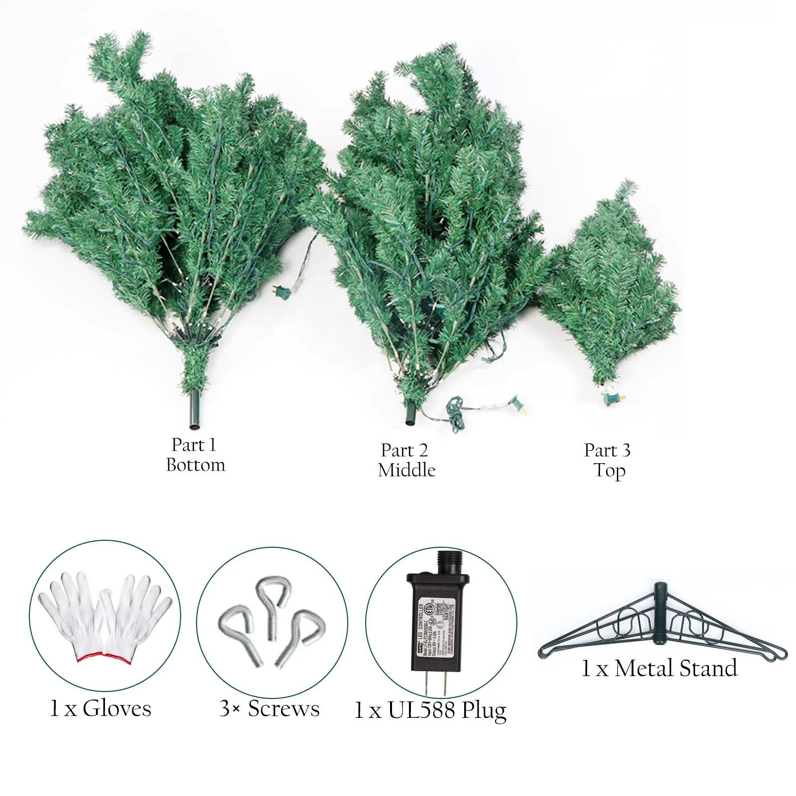 Ourwarm Factory Customized Outdoor Indoor 7ft PVC LED Artificial Prelit Christmas Tree with 400pcs mini bulb