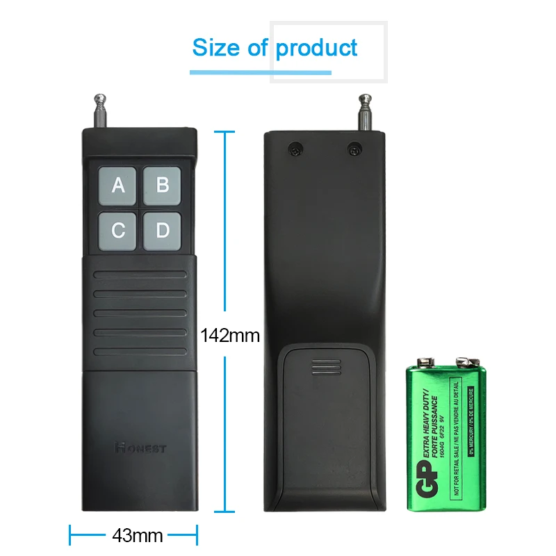 3000m 315MHz 433MHz wireless RF Remote control switch remote control  Must be used with honest series products