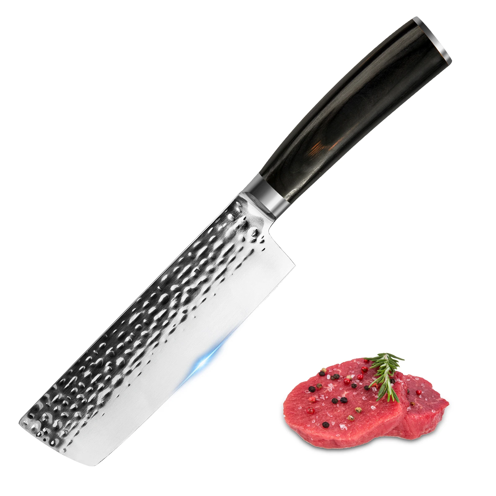 5CR15 Stainless Steel Kitchen Nakiri Knife 6.7' Kitchen Cutting Knife Forged Small Cleaver Knife With Pakka Wood Handle