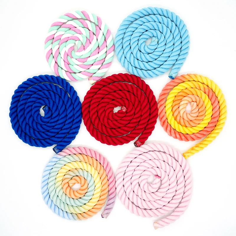 Durable 12mm Dyed Three Strand Natural Cotton Rope Braided Cord Gradient Color Twisted Rope Customized Pet dog leash new