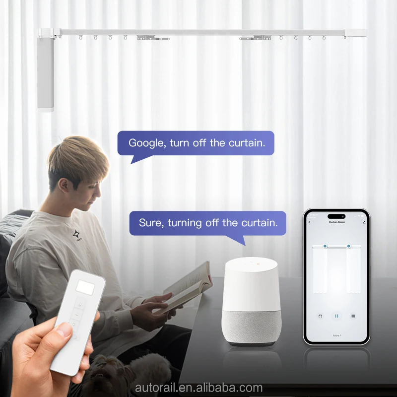 AUTORAIL Curtain Motor With RS485/RF433/Wifi/Zigbee/Remote Control Electric Curtain Smart Home Automatic Curtain Opener