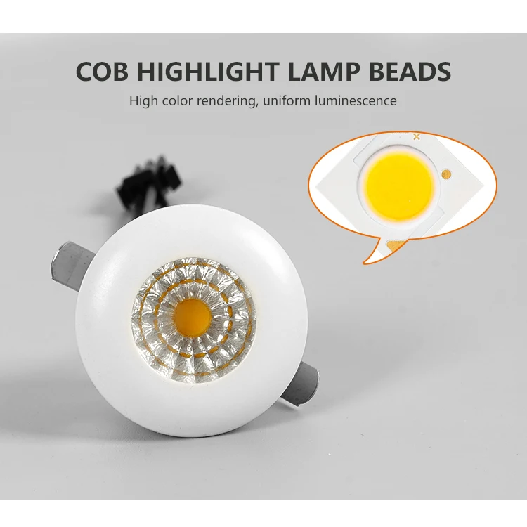 Long Working Time Recessed Mounted Indoor Lighting Home Aluminum PP 3w COB Round Led Spotlight