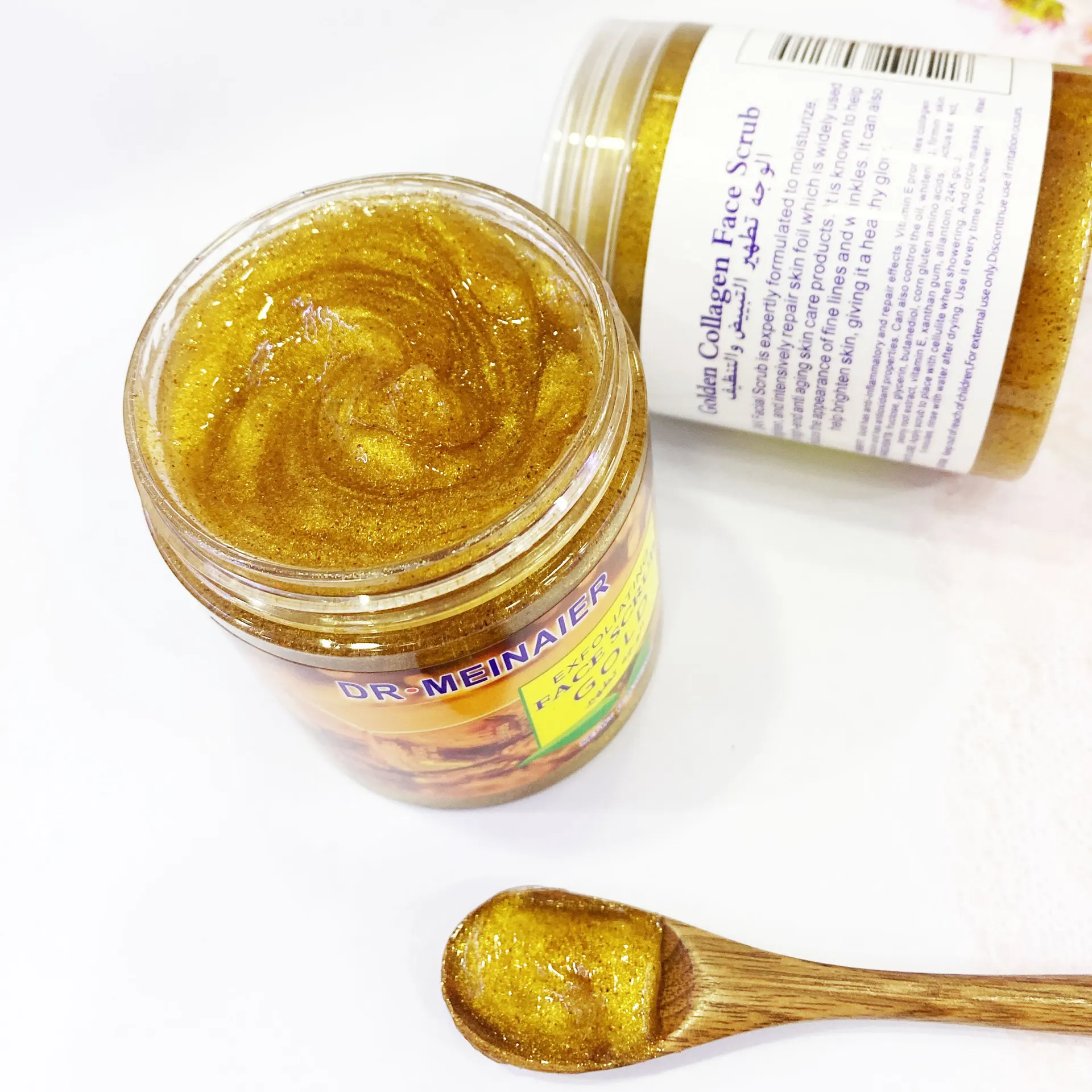 OEM Private Label 24K Gold Scrub Facial Cleanser Exfoliating Gel Whitening Moisturizing Skin Care Vitamin E Face Scrub