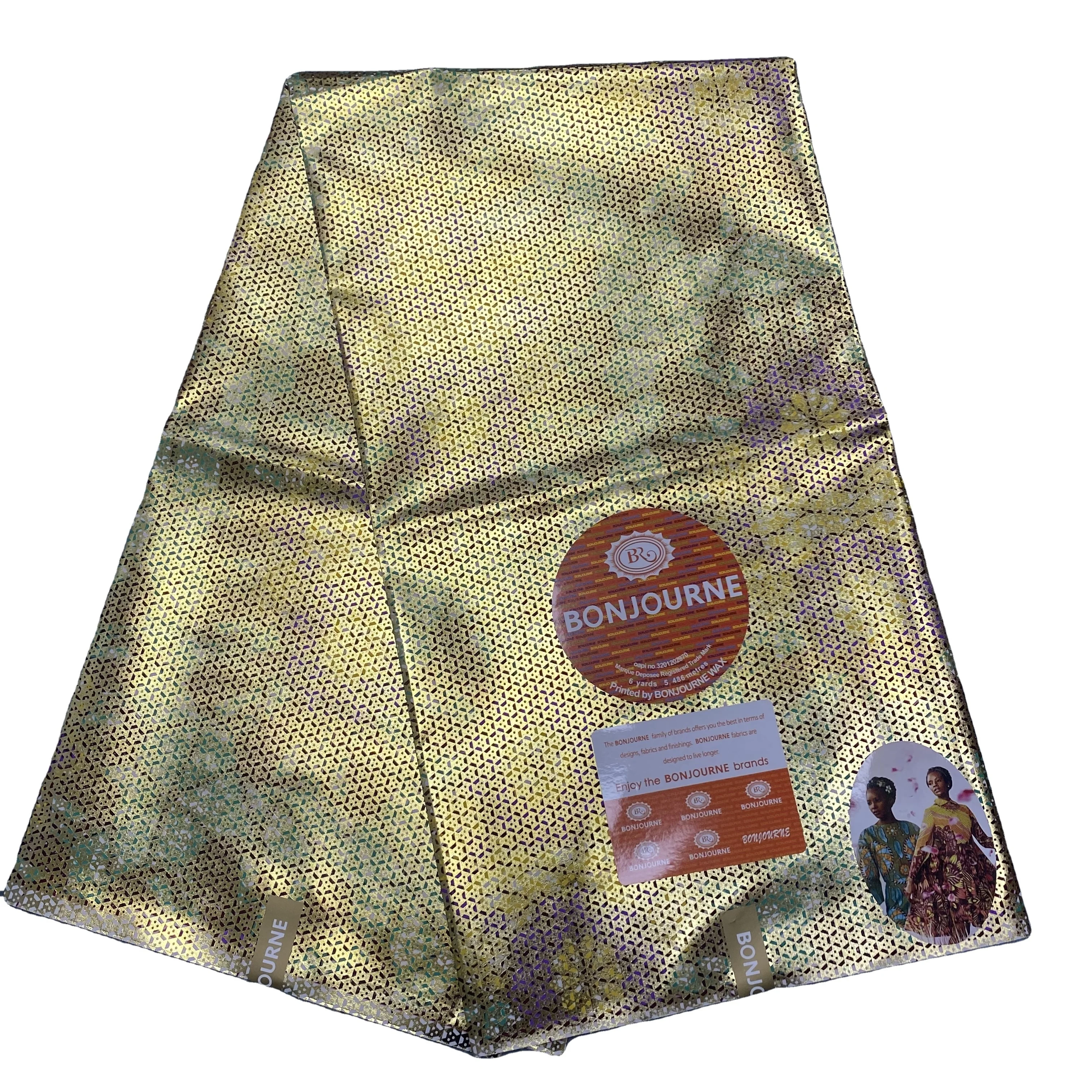 Customized LOGO 100% Polyester  Super Gold Wax Prints Holland Golden Wax Pagne Africain fabrics for clothing