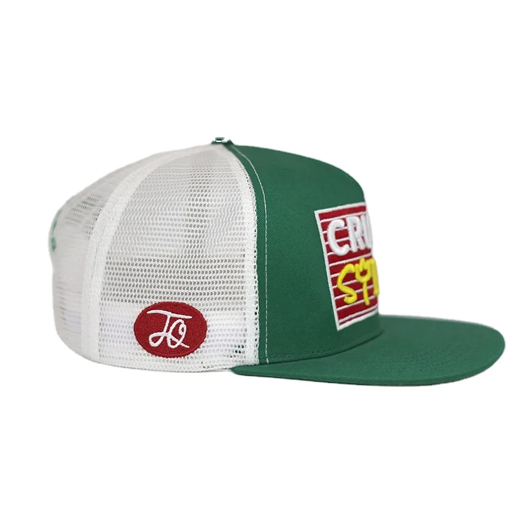 Custom 5 panel cotton 3D embroidery mesh trucker cap
